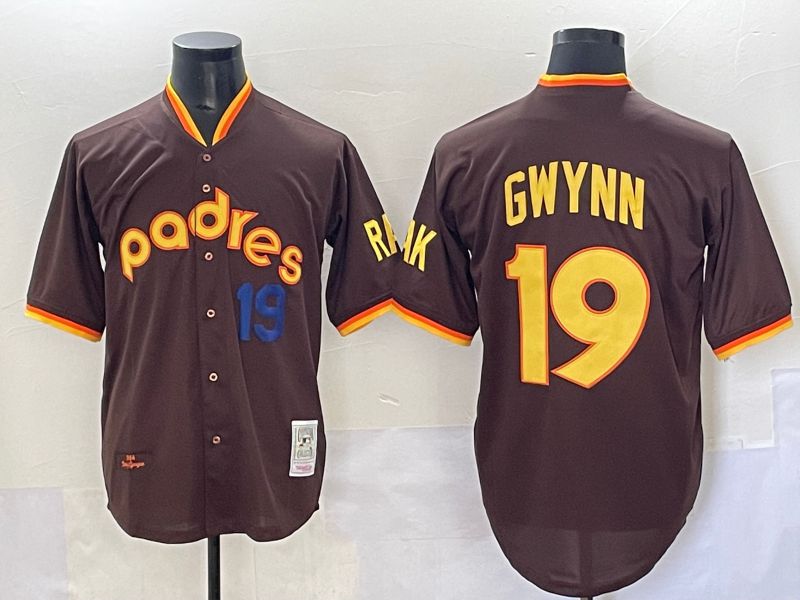 Men 2025 San Diego Padres #19 Gwynn Brown Throwback Nike MLB Jersey style 35